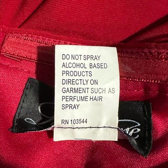 La Femme 28204 Strapless Jersey Sheath Dress Women's 10 Red Maxi Slit NWOT - Picture 8 of 9